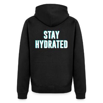 Stay Hydrated - Unisex Premium Bio Zip Hoodie - Schwarz - Hinten - Nico (187cm)