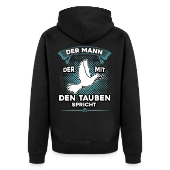 Brieftauben product Tauben Flüsterer - Unisex Premium Organic Zip Hoodie - black - Back - Nico (187cm)