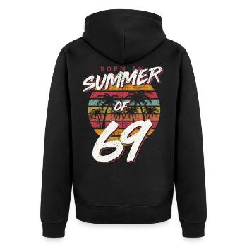 50th Birthday T Shirt Summer of 69 Gift Mom Daddy - Unisex Premium Organic Zip Hoodie - black - Back - Nico (187cm)
