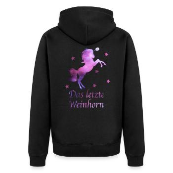 Weinhorn Weinliebhaber Wein Trinker Rotwein Fans - Unisex Premium Bio Zip Hoodie - Schwarz - Hinten - Nico (187cm)