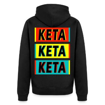 keta - Ketamin - Techno - lustiges Drogen Shirt - Unisex Premium Bio Zip Hoodie - Schwarz - Hinten - Nico (187cm)
