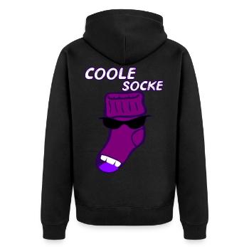 Coole Socke witzig Geschenk Idee - Unisex Premium Bio Zip Hoodie - Schwarz - Hinten - Nico (187cm)