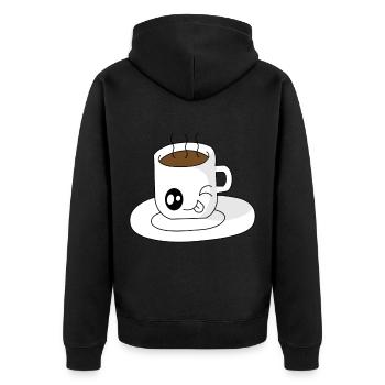 Tasse de café sucré avec la langue tendue - Veste à capuche bio Premium Unisexe - noir - Dos - Nico (187cm)