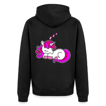 Süßes schlafendes Einhorn Kinder Geschenk Idee - Unisex Premium Bio Zip Hoodie - Schwarz - Hinten - Nico (187cm)