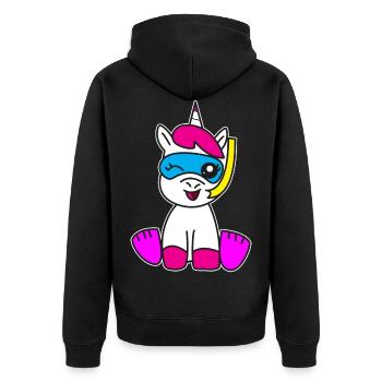 Einhorn am Badespass Schnorcheln Kinder Geschenk - Unisex Premium Bio Zip Hoodie - Schwarz - Hinten - Nico (187cm)