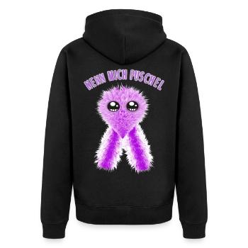 Nenn mich Puschel Flauschig süß Knuddelig - Unisex Premium Bio Zip Hoodie - Schwarz - Hinten - Nico (187cm)