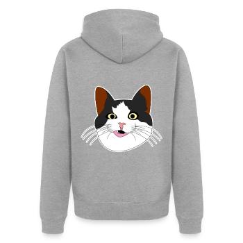 Chat tête de chat - Veste à capuche bio Premium Unisexe - gris chiné - Dos - Nico (187cm)