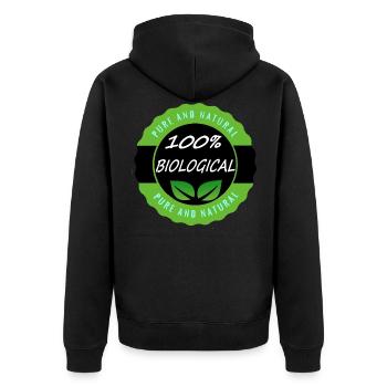 100% Bilogical Vegan - Unisex Premium Bio Zip Hoodie - Schwarz - Hinten - Nico (187cm)