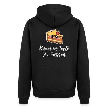 Kaum in Torte zu fassen Kuchen - Unisex Premium Bio Zip Hoodie - Schwarz - Hinten - Nico (187cm)
