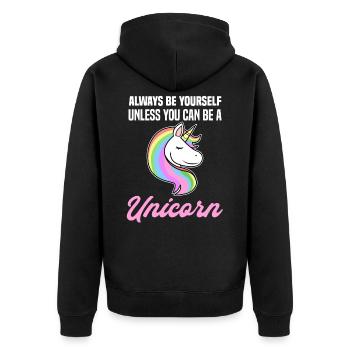 Énonciations drôles de licorne fans de licorne - Veste à capuche bio Premium Unisexe - noir - Dos - Nico (187cm)
