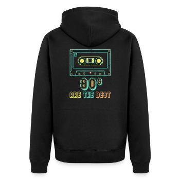 Retro cassette 90s party - Unisex Premium Organic Zip Hoodie - black - Back - Nico (187cm)