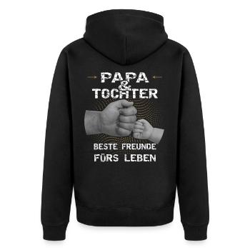 Papa und Tochter beste Freunde Geschenkidee - Unisex Premium Bio Zip Hoodie - Schwarz - Hinten - Nico (187cm)
