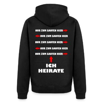Junggesellenabschied Heiraten Saufen Lustig Spruch - Unisex Premium Bio Zip Hoodie - Schwarz - Hinten - Nico (187cm)