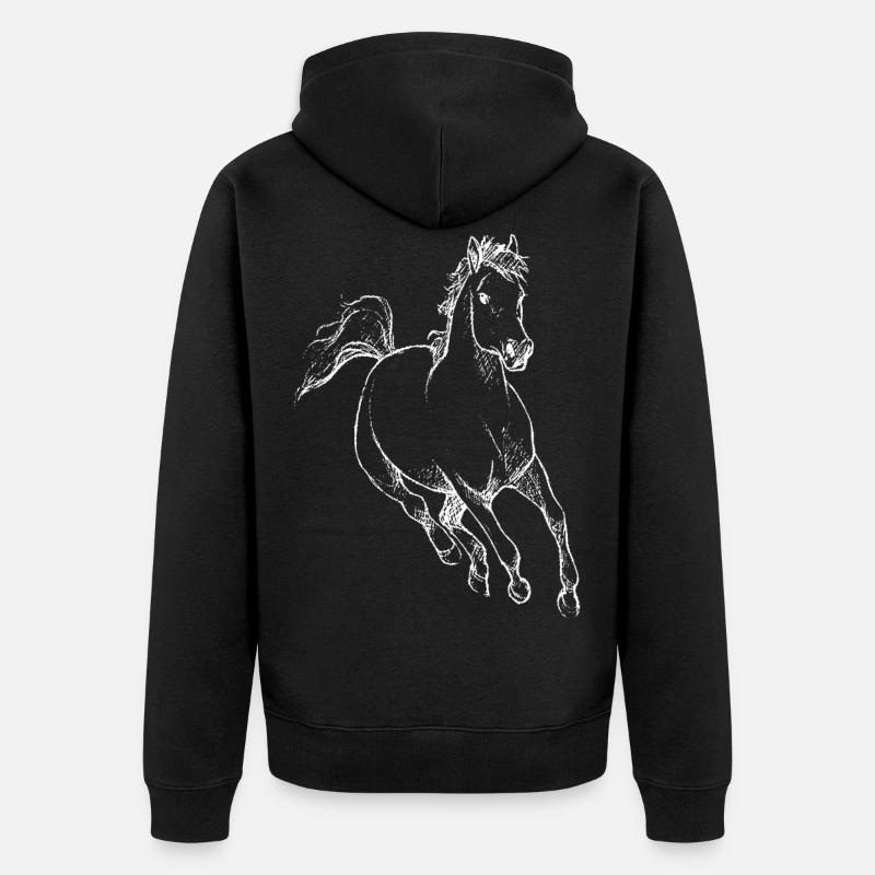 Pferd Pferdchen Reiten Hobby Geschenkidee - Unisex Premium Bio Zip Hoodie - Schwarz