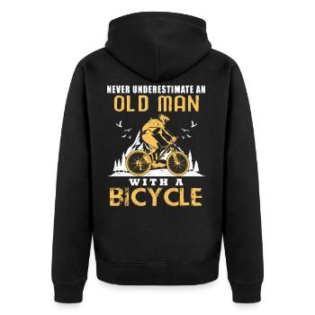 vieil homme vélo retraité vélo de route - Veste à capuche bio Premium Unisexe - noir - Dos - Nico (187cm)
