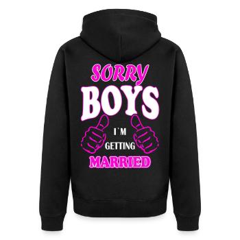 Sorry boys but I marry JGA wedding gift - Unisex Premium Organic Zip Hoodie - black - Back - Nico (187cm)