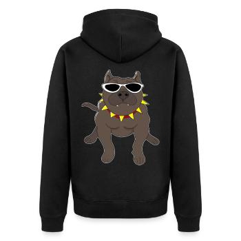 Kampfhund der Hund Geschenkidee Weihnachtsgeschenk - Unisex Premium Bio Zip Hoodie - Schwarz - Hinten - Nico (187cm)