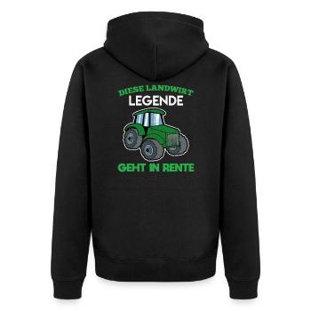 Rentner Ruhestand Landwirt Rente - Unisex Premium Bio Zip Hoodie - Schwarz - Hinten - Nico (187cm)