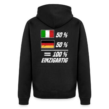 Deutschland Italien Italiener und Italienerin - Unisex Premium Bio Zip Hoodie - Schwarz - Hinten - Nico (187cm)