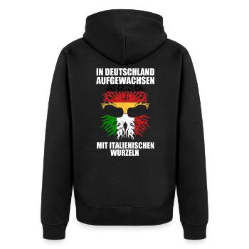 Deutschland Italien Italiener und Italienerin - Unisex Premium Bio Zip Hoodie - Schwarz - Hinten - Nico (187cm)