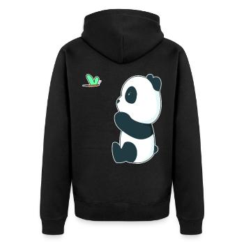 Süßer Baby Panda mit einem Schmetterling - Unisex Premium Bio Zip Hoodie - Schwarz - Hinten - Nico (187cm)