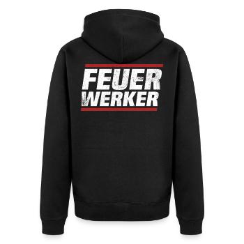 feuerwerk shirt für feuerwerker - Unisex Premium Bio Zip Hoodie - Schwarz - Hinten - Nico (187cm)