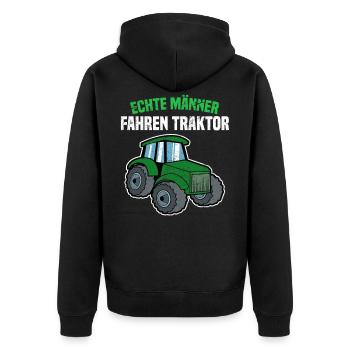 Landwirtschaft Traktor Landwirt - Unisex Premium Bio Zip Hoodie - Schwarz - Hinten - Nico (187cm)