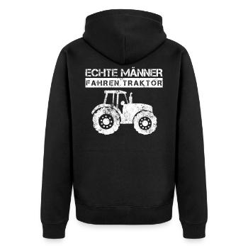 Echte Männer fahren Traktor Landwirtschaft - Unisex Premium Bio Zip Hoodie - Schwarz - Hinten - Nico (187cm)