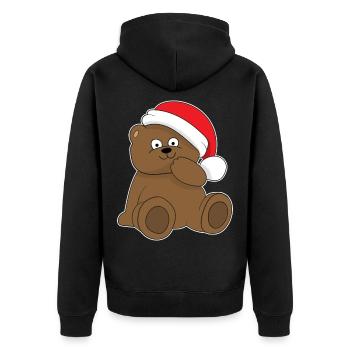 The cute Christmas bear Christmas Teddy Bear - Unisex Premium Organic Zip Hoodie - black - Back - Nico (187cm)