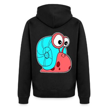Kleine Schnecke Kinder Geschenkidee süß niedlich - Unisex Premium Bio Zip Hoodie - Schwarz - Hinten - Nico (187cm)