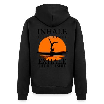 Yoga, respire - Veste à capuche bio Premium Unisexe - noir - Dos - Nico (187cm)