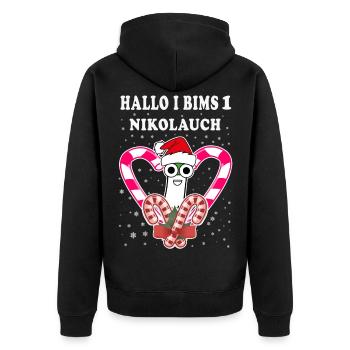 Nikolauch Nikolaus Weihnachtsmann Weihnachten - Unisex Premium Bio Zip Hoodie - Schwarz - Hinten - Nico (187cm)