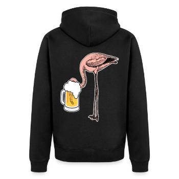 Flamingo with beer funny pictures gift idea - Unisex Premium Organic Zip Hoodie - black - Back - Nico (187cm)