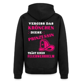 Krönchen Feuerwehrhelm Geschenkidee Feuerwehr cool - Unisex Premium Bio Zip Hoodie - Schwarz - Hinten - Nico (187cm)