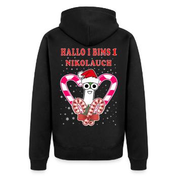 Nikolauch Weihnachten Weihnachtsmann Geschenkidee - Unisex Premium Bio Zip Hoodie - Schwarz - Hinten - Nico (187cm)
