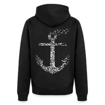 Anker Möwe fliegen Geschenkidee Küste - Unisex Premium Bio Zip Hoodie - Schwarz - Hinten - Nico (187cm)