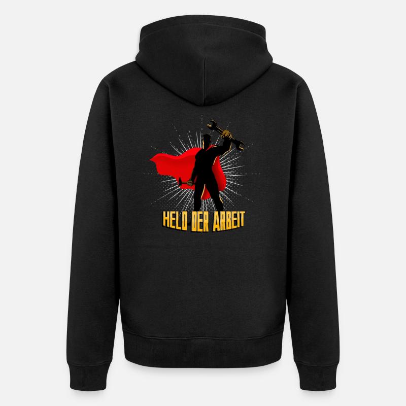 Held der Arbeit - Unisex Premium Bio Zip Hoodie - Schwarz
