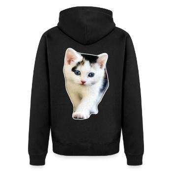 Idée cadeau chat chaton chat mignon chat - Veste à capuche bio Premium Unisexe - noir - Dos - Nico (187cm)
