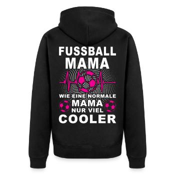 Cooler Spruch Fussball Mama Sport Sportlich - Unisex Premium Bio Zip Hoodie - Schwarz - Hinten - Nico (187cm)