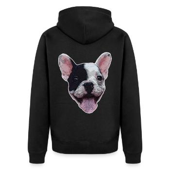 Tête de chien chiot bouledogue cadeau amoureux des chiens - Veste à capuche bio Premium Unisexe - noir - Dos - Nico (187cm)