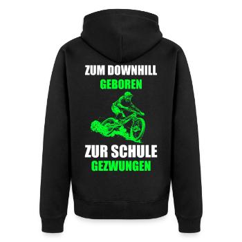 Downhill cooler Spruch Fahrrad Bike Geschenkidee - Unisex Premium Bio Zip Hoodie - Schwarz - Hinten - Nico (187cm)