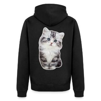 Niedliches Kätzchen Mietzekatze Samtpfote Katze - Unisex Premium Bio Zip Hoodie - Schwarz - Hinten - Nico (187cm)