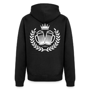 bier icon kranz krone - Unisex Premium Bio Zip Hoodie - Schwarz - Hinten - Nico (187cm)