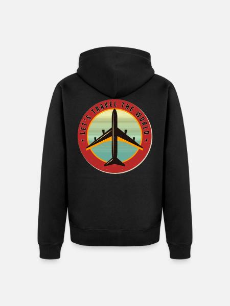 Airplane travel vacation - Unisex Premium Organic Zip Hoodie - black