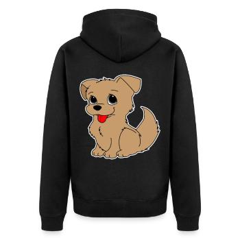 Hund Hündchen Vierbeiner Geschenkidee - Unisex Premium Bio Zip Hoodie - Schwarz - Hinten - Nico (187cm)
