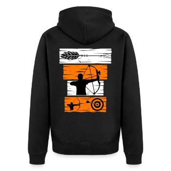 Archery, shooting sports, bow - Unisex Premium Organic Zip Hoodie - black - Back - Nico (187cm)