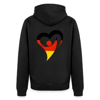 Deutschland - Unisex Premium Bio Zip Hoodie - Schwarz - Hinten - Nico (187cm)