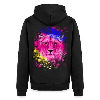 Lion art cadeau tête de lion coloré - Veste à capuche bio Premium Unisexe - noir - Dos - Nico (187cm)