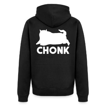 Chonk Dicke Katze - Unisex Premium Bio Zip Hoodie - Schwarz - Hinten - Nico (187cm)