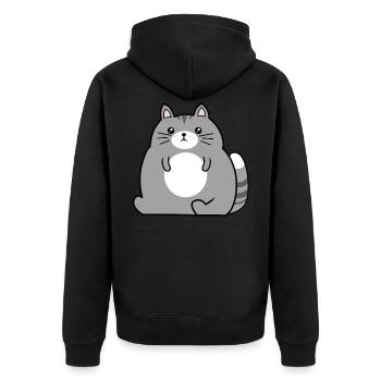 Big cat cat lover fat cats - Unisex Premium Organic Zip Hoodie - black - Back - Nico (187cm)